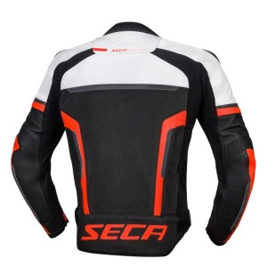KURTKA SKÓRZANA SECA HOOLIGAN WHITE / FLUO RED